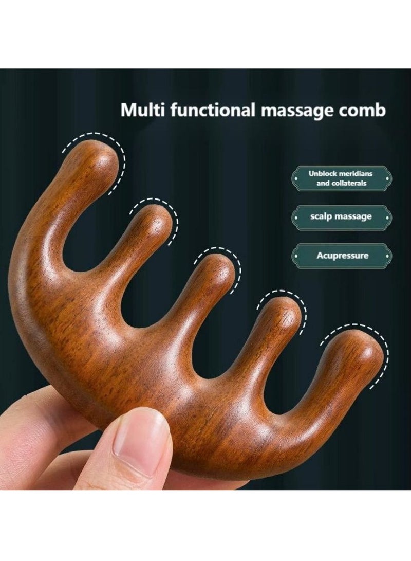 Home Natural Wood Wide Tooth Hair Comb, Sandalwood Wood Anti Static Head Scalp Therapy Massage Comb, Head Massage Tool - Image 2