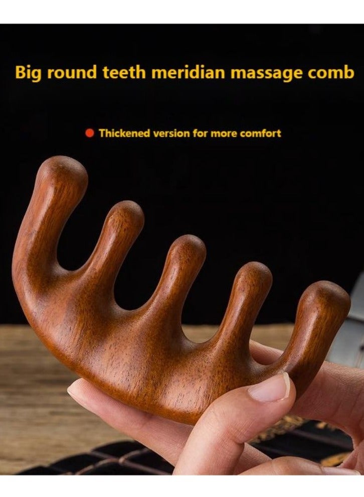 Home Natural Wood Wide Tooth Hair Comb, Sandalwood Wood Anti Static Head Scalp Therapy Massage Comb, Head Massage Tool - Image 5