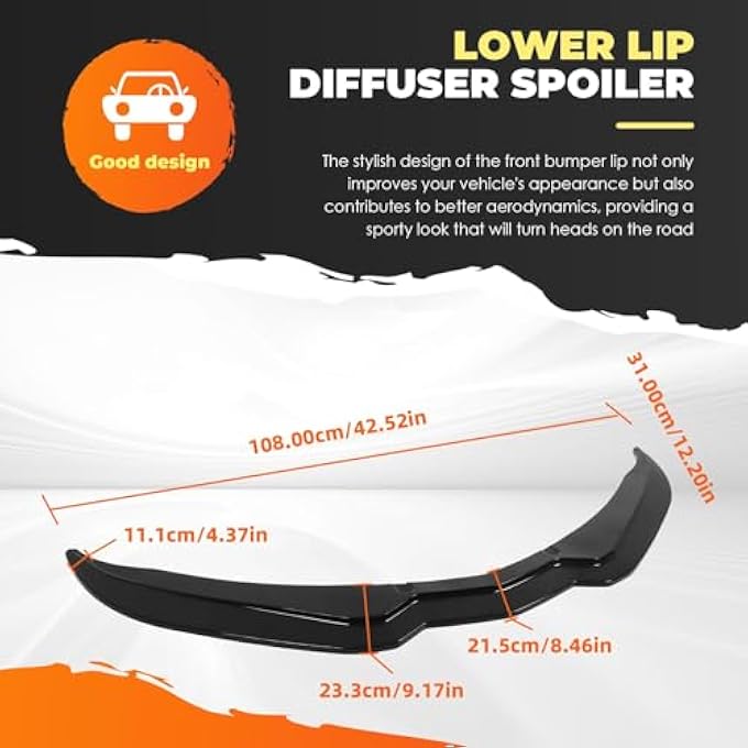Aspaton Front Lip Splitter Compatible with 2014-2019 Corvette C7 Stage 2 Bumper Chin Lower Lip Diffuser Spoiler Glossy Black - Image 2