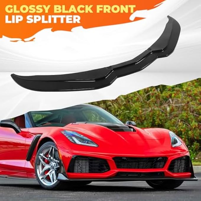 Aspaton Front Lip Splitter Compatible with 2014-2019 Corvette C7 Stage 2 Bumper Chin Lower Lip Diffuser Spoiler Glossy Black - Image 5
