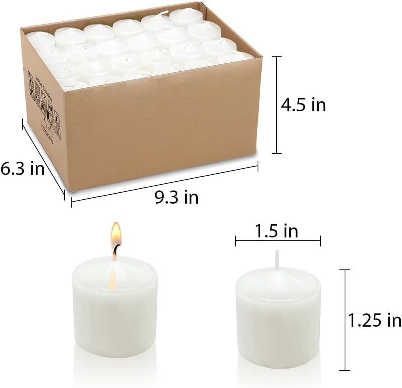coku Wax White Votive Candles - Bulk Box Smokeless Unscented Candles - 8 Hour Burn Time - Bulk Candles For Diwali, Home, Weddings, Parties, Spas And Decorations (1.5" X 1.25") (Pack Of 25) - Image 2