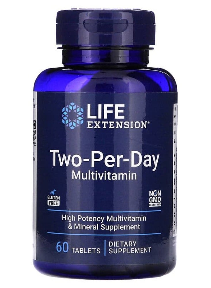 لايف إكستنشن لايف إكستانشن‏, متعدد فيتامينات مرتين يوميًا، الإصدار الثاني (V2)،‎‎ ‏60 قرصًا