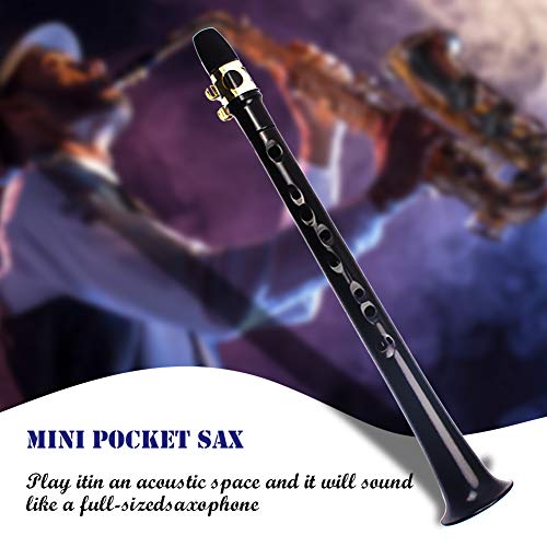 FOVERN1 Pocket Saxophone Kit, FOVERN1 Mini Sax Portable Woodwind Instrument Professional instruments with 4 Reeds, 8 Dental pad, Fingering Charts, Carrying Bag for Amateurs and professional performers (black) - Image 2
