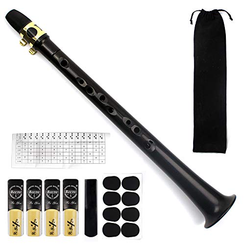 FOVERN1 Pocket Saxophone Kit, FOVERN1 Mini Sax Portable Woodwind Instrument Professional instruments with 4 Reeds, 8 Dental pad, Fingering Charts, Carrying Bag for Amateurs and professional performers (black) - Image 1