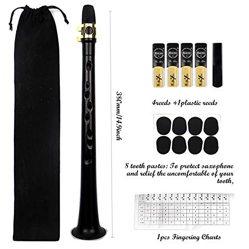FOVERN1 Pocket Saxophone Kit, FOVERN1 Mini Sax Portable Woodwind Instrument Professional instruments with 4 Reeds, 8 Dental pad, Fingering Charts, Carrying Bag for Amateurs and professional performers (black) - Image 3