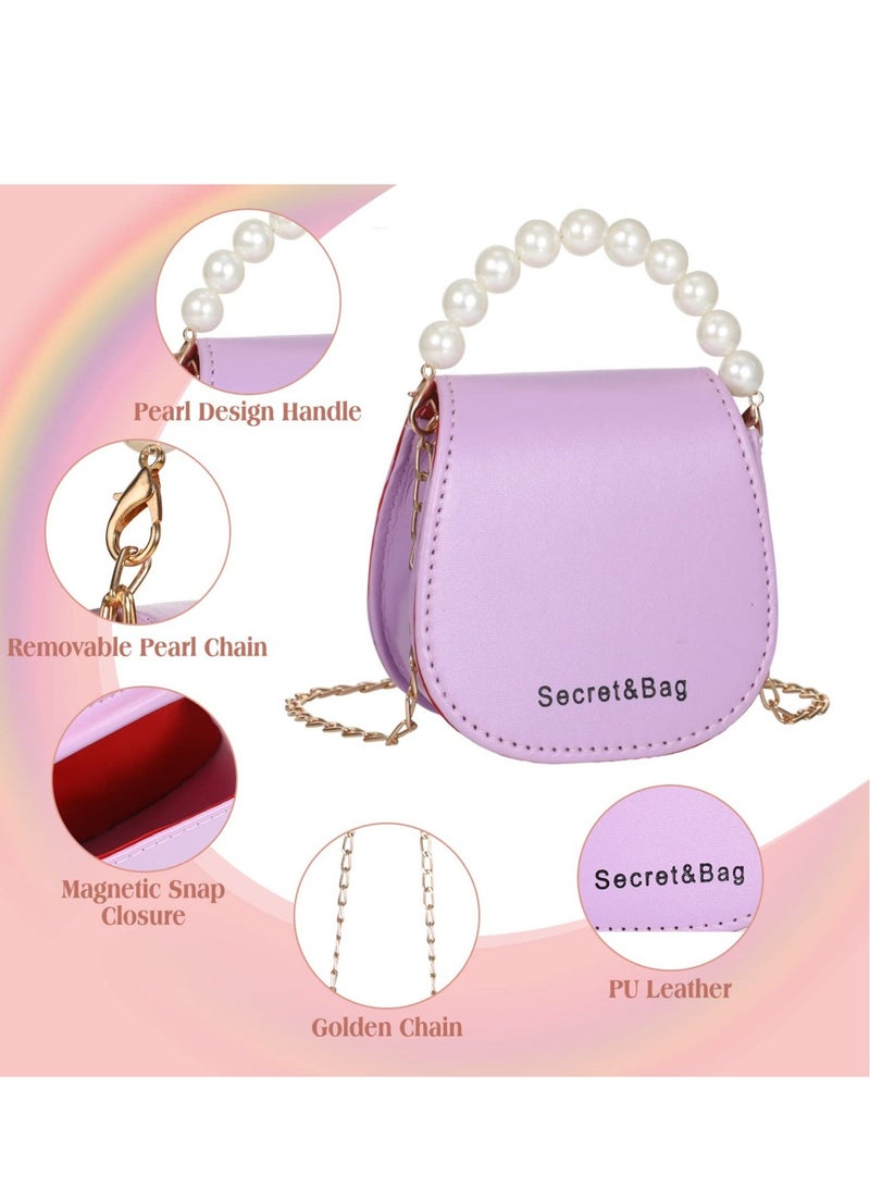 10 Pcs Toddler Wallets and Sunglasses Set for Girls Colorful Mini Pearl Handle Purse Princess Handbags with Pearl Handle for Girls Kids  - Image 4
