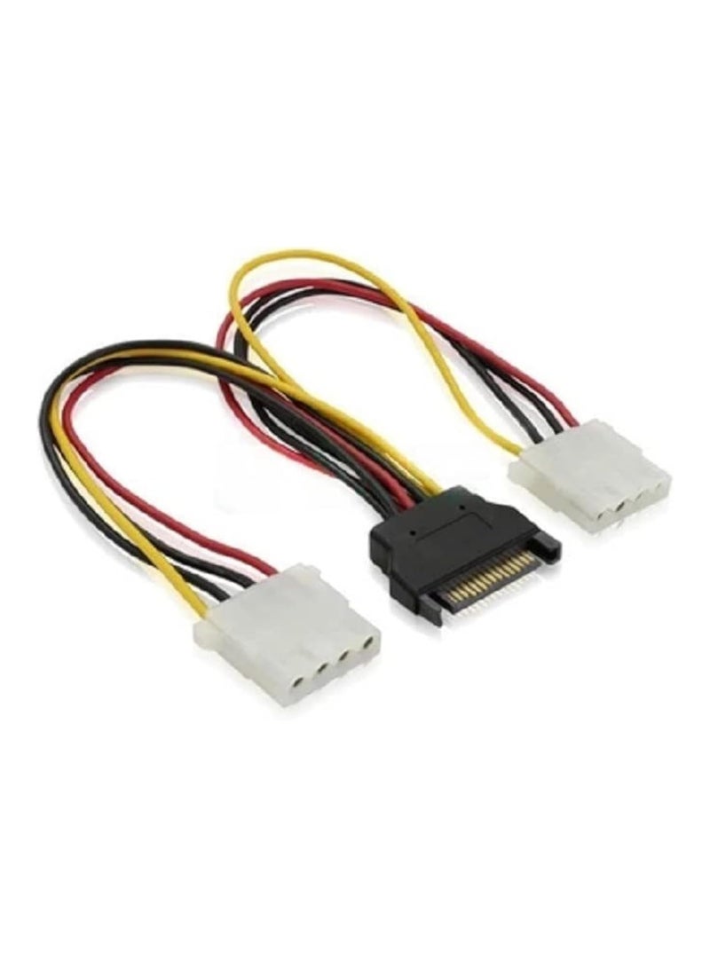 SOLDOUT SATA 15 Pin Male to Dual 4 Pin Molex Female Power Y Splitter Cable Adapter Hard Drive HDD SSD (Double IDE) - Image 1