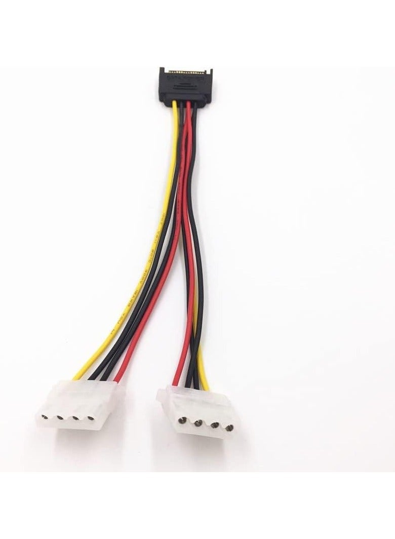 SOLDOUT SATA 15 Pin Male to Dual 4 Pin Molex Female Power Y Splitter Cable Adapter Hard Drive HDD SSD (Double IDE) - Image 4