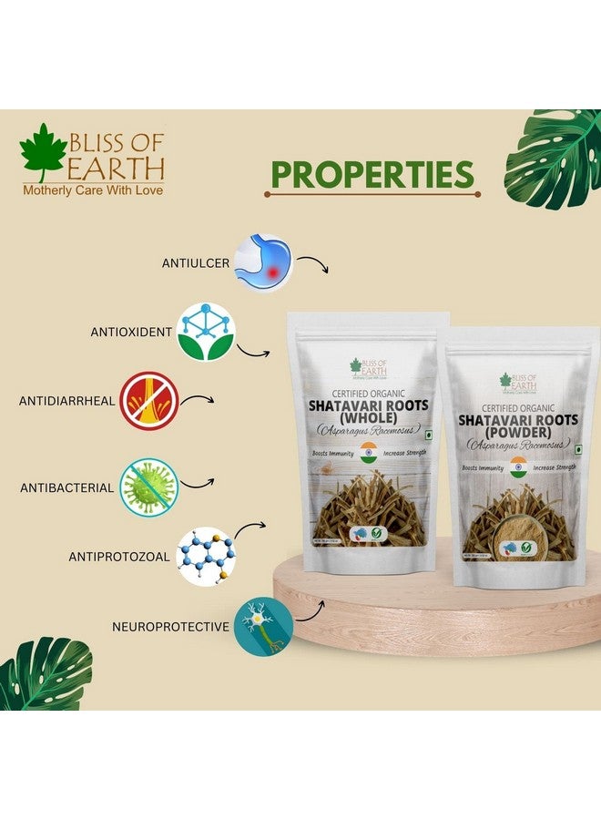 BLISS OF EARTH بلس من الأرض جذر شاتافاري كامل عضوي هليون راكيموس 100% طبيعي وغير معدل وراثيًا جيد للمناعة والهضم 100 جرام - Image 2