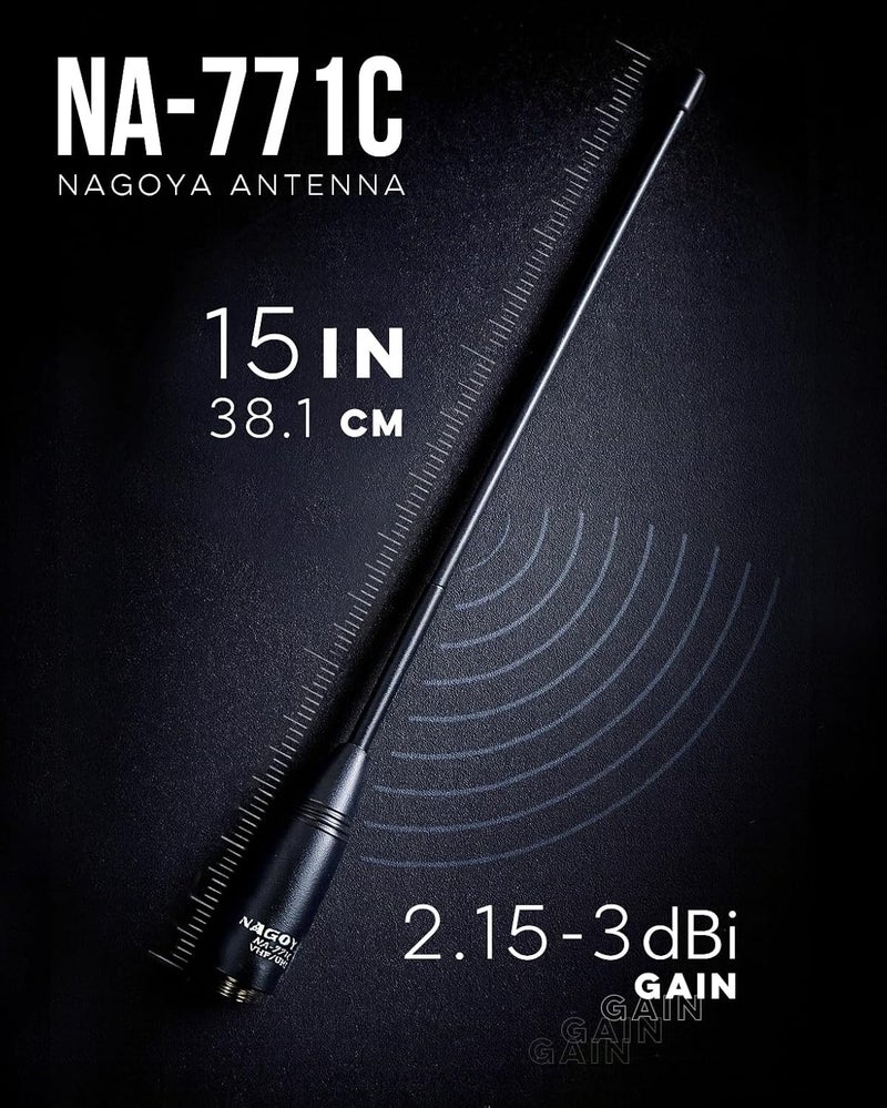 BTECH Authentic Genuine Nagoya NA-771C (Commercial Frequency Tuned) 15-Inch Whip VHF/UHF (155/455Mhz) Antenna SMA-Female for and BaoFeng Radios - Image 2