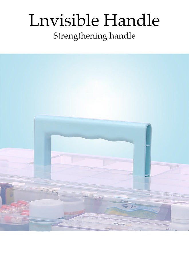 DUNISO - Medicine Box Plastic Medicine Storage Box Family Emergency Kit Medical Kit 3 Layers Home First Aid Box Child Proof Medicine Box Organizer Pill Case with Compartments and Handle - Image 1