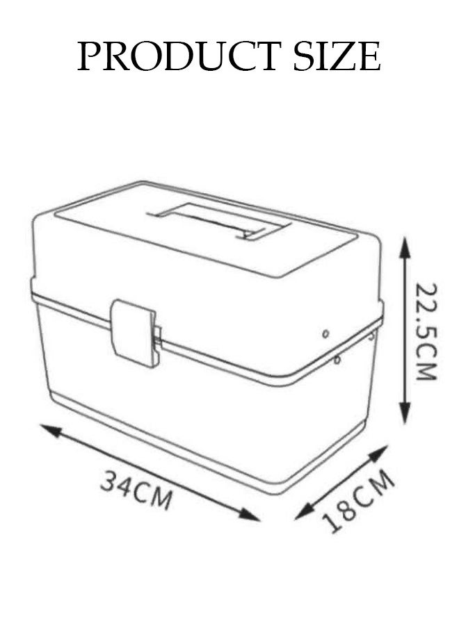 DUNISO - Medicine Box Plastic Medicine Storage Box Family Emergency Kit Medical Kit 3 Layers Home First Aid Box Child Proof Medicine Box Organizer Pill Case with Compartments and Handle - Image 1