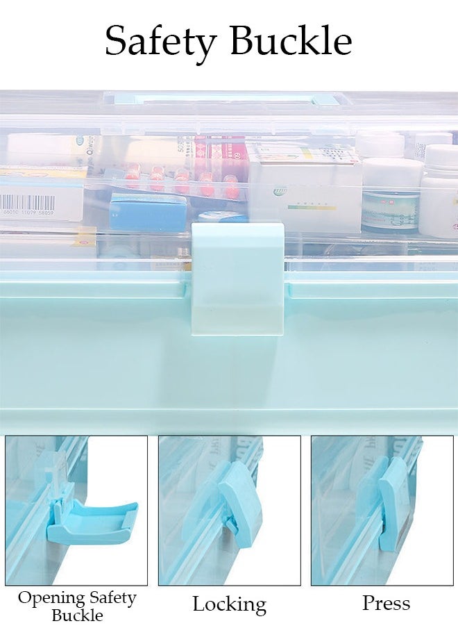DUNISO - Medicine Box Plastic Medicine Storage Box Family Emergency Kit Medical Kit 3 Layers Home First Aid Box Child Proof Medicine Box Organizer Pill Case with Compartments and Handle - Image 1