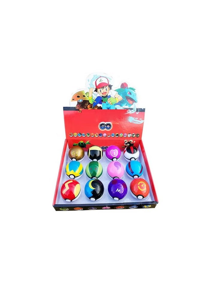 fashionhome 12 Pieces Pikachu Action Figure Pocket Monster Game Balls Set Toy for Kids  - Image 1