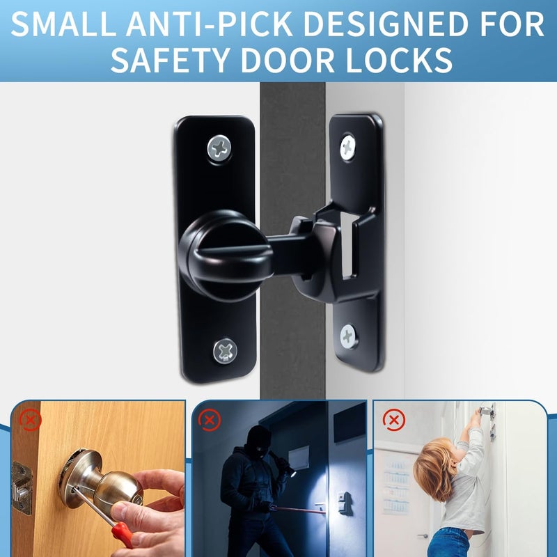 Quadafy 90/180 Degree Flip Barn Door Lock, Thickened Solid Multi-Angle Household Door Left and Right Door Latch, for Barns, Gardens, Cabinets, Sliding Doors, Bathrooms, Windows and Other (Black 2pcs) - Image 4
