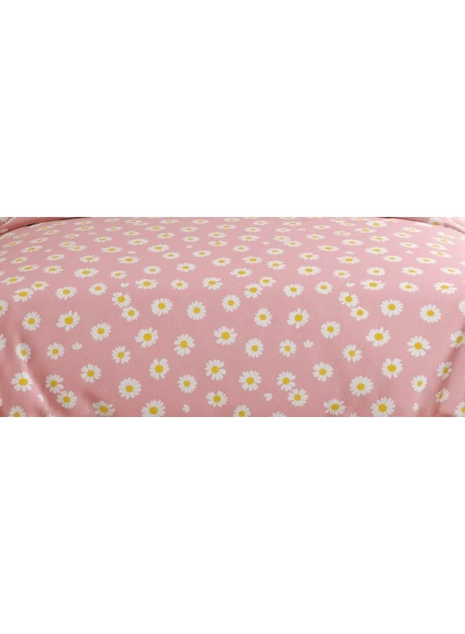 Subtlespreads Premium Cotton Feel Brushed Microfiber Elastic Fitted Bedsheets King Size with2 Pillow Cover Pink Sunflower, Double Fitted Bedsheet - Image 3