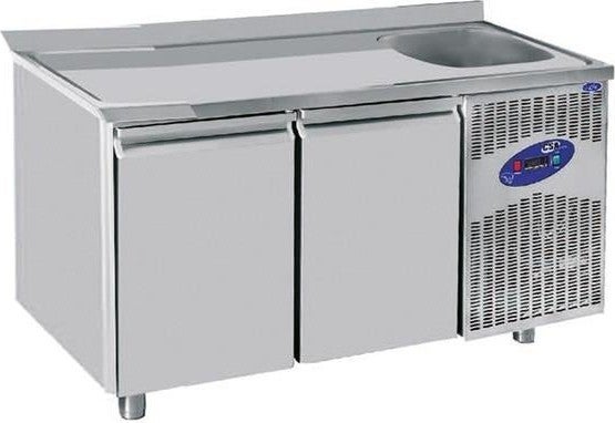 CSA Inox Karacasan Industrial 251 Lt Two Door 600 Counter Type Sink Refrigerator 