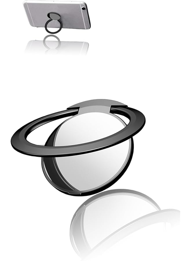 Green Tiger Rotating Metal Finger Kickstand - Ultra-Thin 1.8mm Phone Ring Holder & Stand, Enhances Grip, Compatible with All Smartphones for Magnetic Car Mount - Black - Image 1