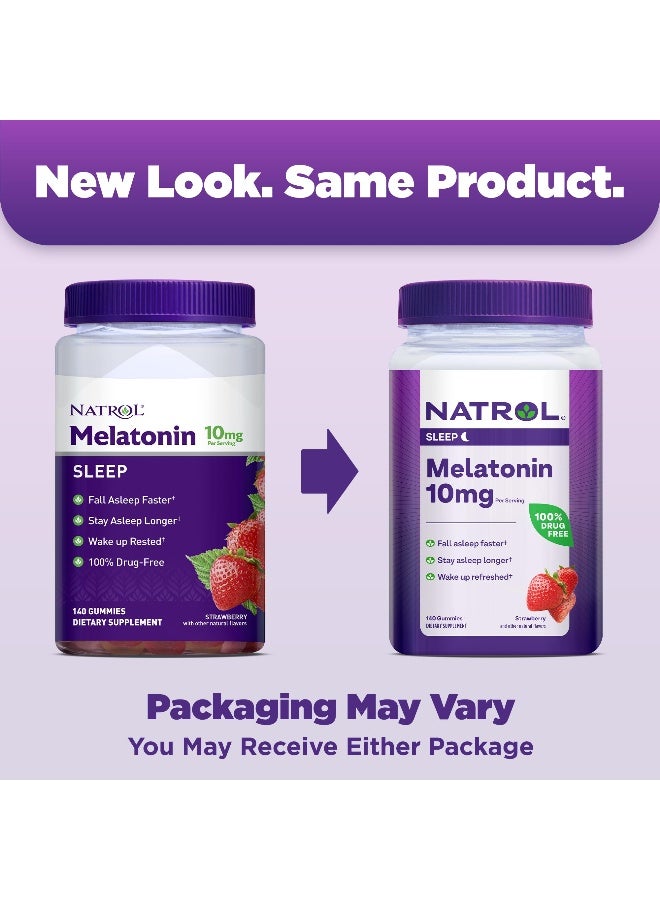 Natrol Melatonin 10mg, Strawberry 140 Gummies Packaging may vary - Image 3