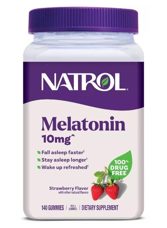 Natrol Melatonin 10mg, Strawberry 140 Gummies Packaging may vary - Image 1