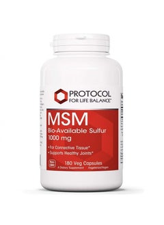 Protocol For Life Balance MSM Bio-Available Sulfur - Improved Absorption Formula That Promotes Healthy Cartilage and Connective Tissue - 180 Veg Capsules  - Image 1