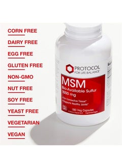 Protocol For Life Balance MSM Bio-Available Sulfur - Improved Absorption Formula That Promotes Healthy Cartilage and Connective Tissue - 180 Veg Capsules  - Image 5