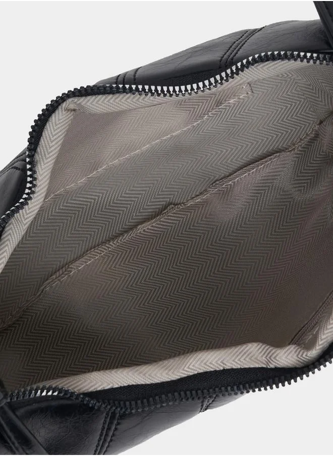 Styli Textured Shoulder Bag with Zip Closure