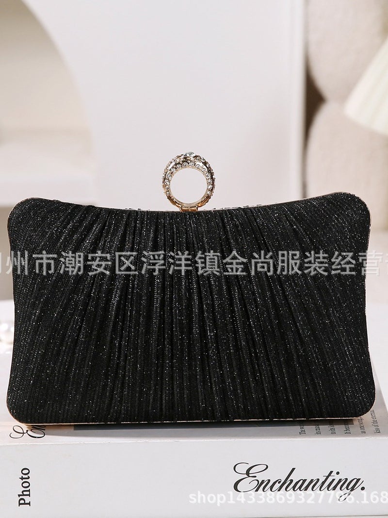 2025 New Pleated Evening Bag Fashion Banquet Clutch All-Match Dress Evening Bag Pleated Crossbody Bag - Image 5