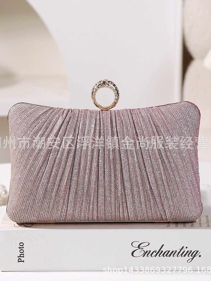 2025 New Pleated Evening Bag Fashion Banquet Clutch All-Match Dress Evening Bag Pleated Crossbody Bag - Image 3