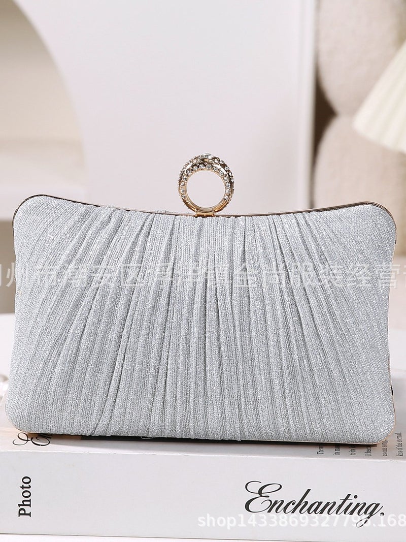 2025 New Pleated Evening Bag Fashion Banquet Clutch All-Match Dress Evening Bag Pleated Crossbody Bag - Image 4