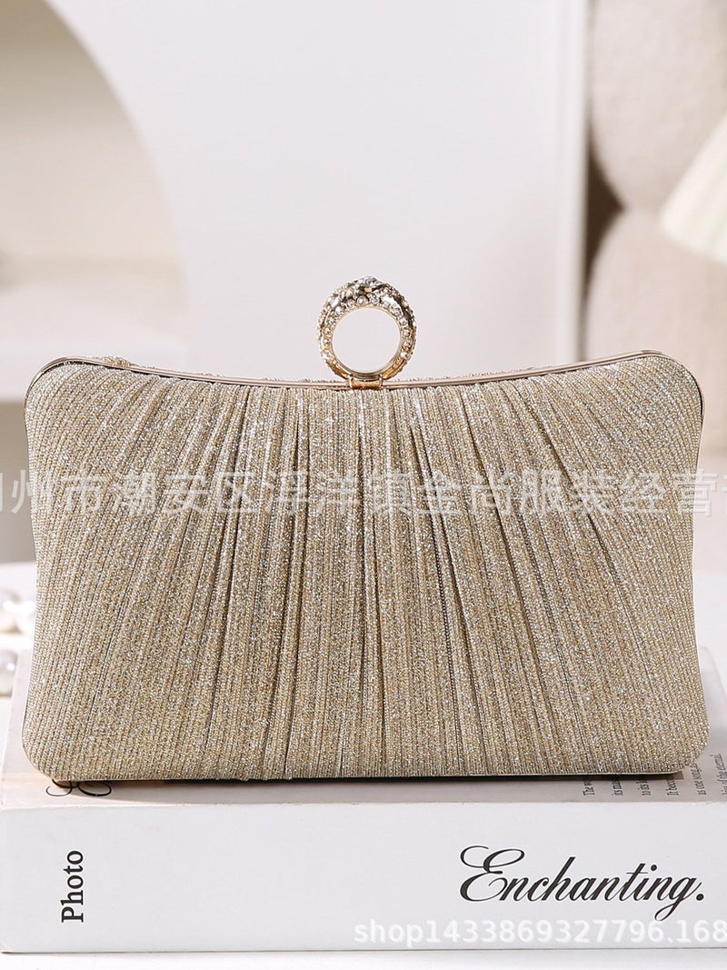 2025 New Pleated Evening Bag Fashion Banquet Clutch All-Match Dress Evening Bag Pleated Crossbody Bag - Image 2