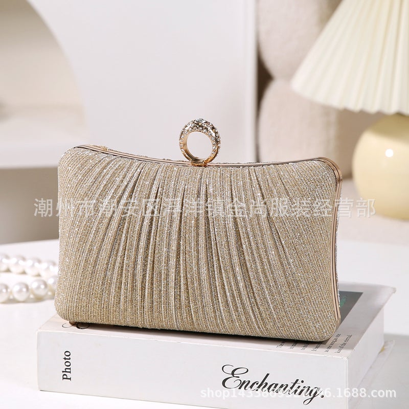 2025 New Pleated Evening Bag Fashion Banquet Clutch All-Match Dress Evening Bag Pleated Crossbody Bag - Image 1