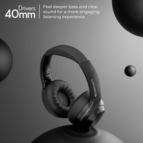 ZEBRONICS Duke (2026 Upgrade) Wireless Headphone, BT v5.3, Upto 60 hrs Playback, 40mm Drivers, Deep Bass, ENC, Gaming Mode, Dual Pairing, LED Lights, Media/Volume Control, Call Function (Black) - Image 2