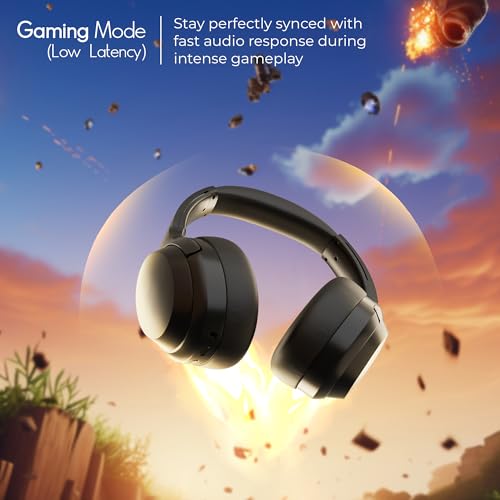 ZEBRONICS Duke (2026 Upgrade) Wireless Headphone, BT v5.3, Upto 60 hrs Playback, 40mm Drivers, Deep Bass, ENC, Gaming Mode, Dual Pairing, LED Lights, Media/Volume Control, Call Function (Black) - Image 5