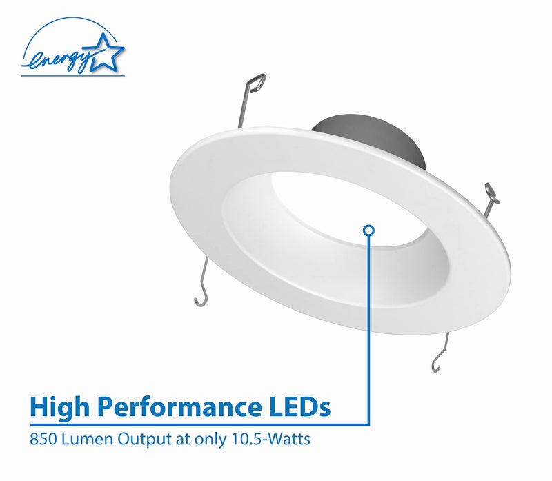 NICOR Lighting 5/6 inch 800 Lumen LED Recessed Downlight Retrofit Light Fixture in White, 4000K (DCR561081204KWH) - Image 3