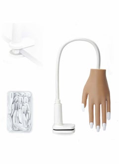 Silicone Nail Practice Hand Upgraded Soft Nail Mannequin Hand Flexible Moveable False Fake Nail Training Hands Nail Art Practicing Manicure Tools with 50pcs Nail Tips