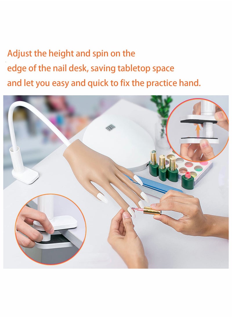 Excefore - Silicone Nail Practice Hand Upgraded Soft Nail Mannequin Hand Flexible Moveable False Fake Nail Training Hands Nail Art Practicing Manicure Tools with 50pcs Nail Tips - Image 1