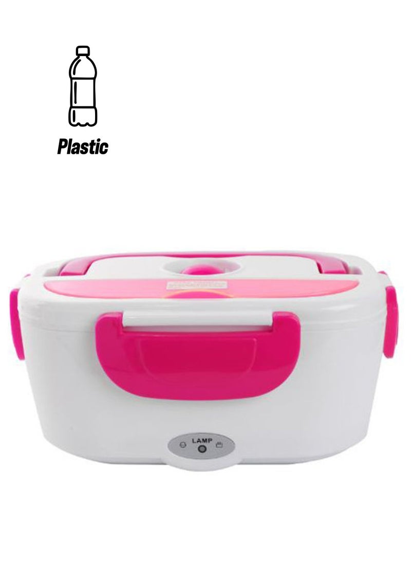 NIBEMINENT Portable Electric Heating Food Container Warmer With Spoon Pink/White  - Image 1