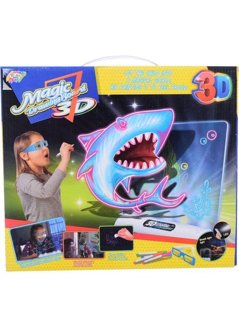 3D Magic Board Drawing Board Toy With Drawing Pens For Kids - Multicolor