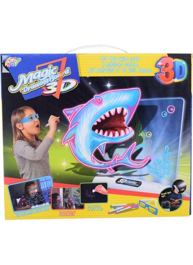 null - 3D Magic Board Drawing Board Toy With Drawing Pens For Kids - Multicolor - Image 1