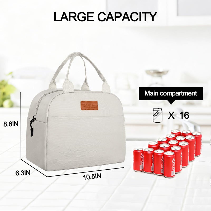 Goloni Insulated Lunch box for Women Men,10L Large Capacity Leakproof Lunch Tote, Lightweight Reusable Lunch Bag with 3 Pockets for Work, Office, Travel, Picnic - Image 5