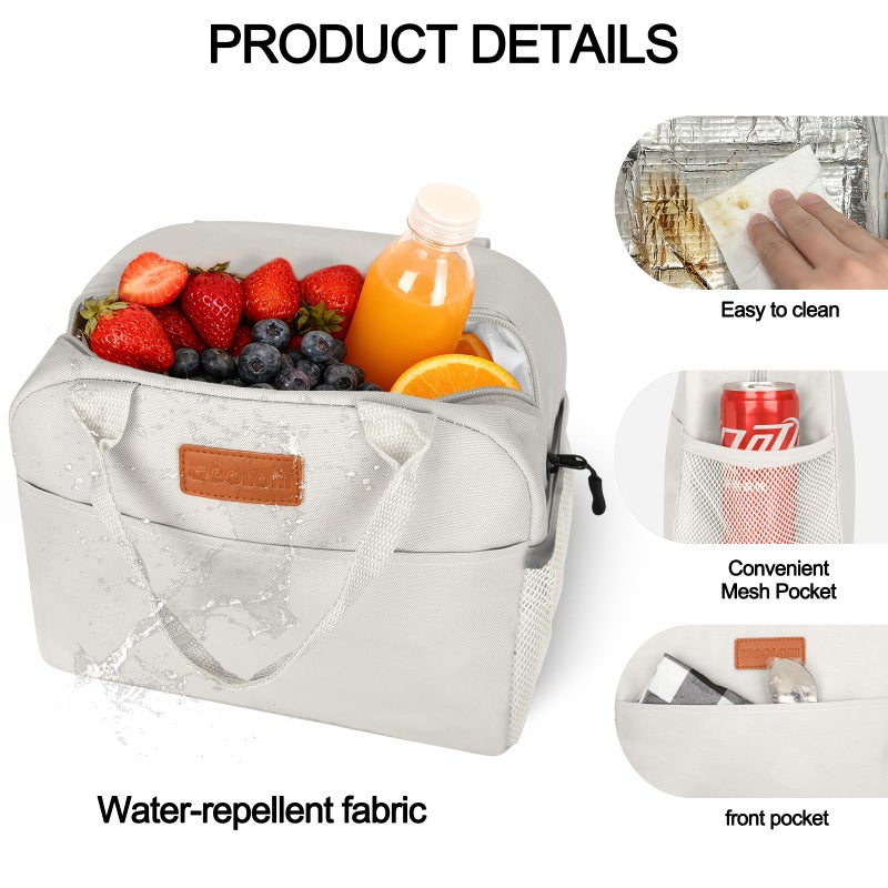 Goloni Insulated Lunch box for Women Men,10L Large Capacity Leakproof Lunch Tote, Lightweight Reusable Lunch Bag with 3 Pockets for Work, Office, Travel, Picnic - Image 2