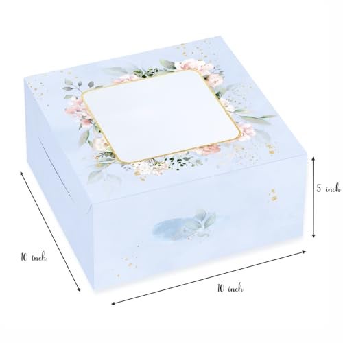 Chic a Choc Floral Cake Box for 1 kg and 2 kg Pack 10 Misty (Blue Gray, 10x10x5 inch) - Image 2