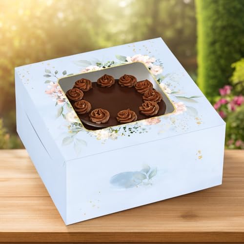 Chic a Choc Floral Cake Box for 1 kg and 2 kg Pack 10 Misty (Blue Gray, 10x10x5 inch) - Image 3