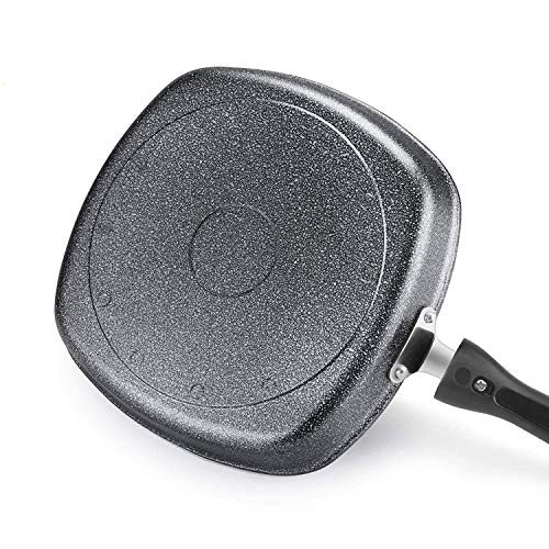 Meqstore Non-Stick Virgin Grade Aluminium PFOA/Heavy Metals Free, Gas Compatible Grill Pan, Soft-Touch Handles 3.5mm, 22.5cm, 1.8 litres, Grey - Image 4