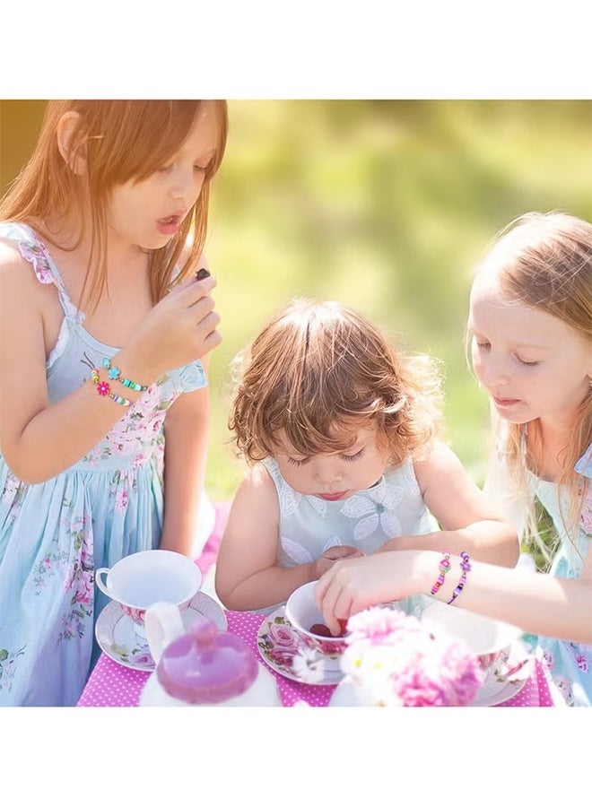 واي جيه أساور الأصدقاء، 12 قطعة، الأطفال اللطفاء الملون أساور الفتيات، أساور خرزات مسطحة قابلة للتعديل أساور حفلات الأطفال المجوهرات - Image 5