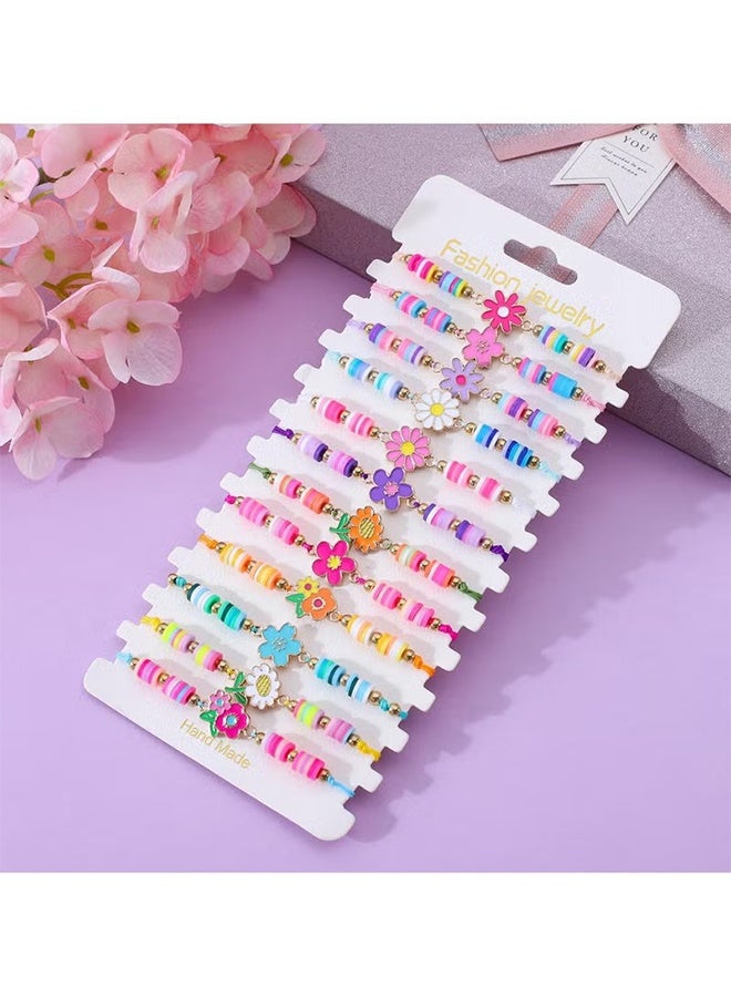 واي جيه أساور الأصدقاء، 12 قطعة، الأطفال اللطفاء الملون أساور الفتيات، أساور خرزات مسطحة قابلة للتعديل أساور حفلات الأطفال المجوهرات - Image 4