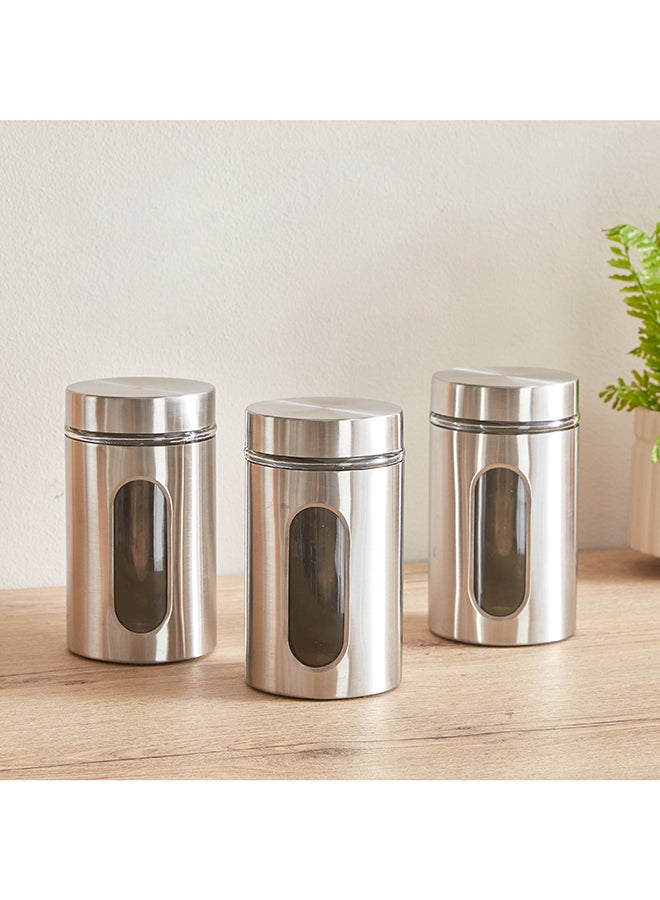 Home Box Essential 3-Piece Glass and Stainless Steel Jar Set 900 ml  - Image 2