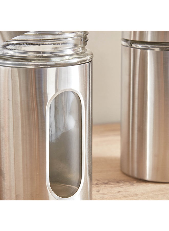 Home Box Essential 3-Piece Glass and Stainless Steel Jar Set 900 ml  - Image 4
