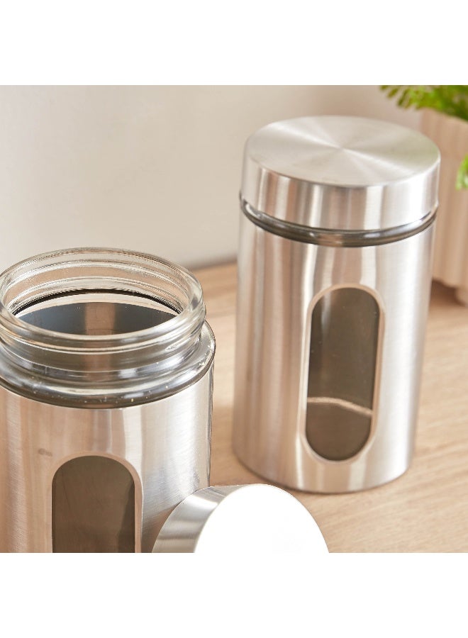 Home Box Essential 3-Piece Glass and Stainless Steel Jar Set 900 ml - Image 3